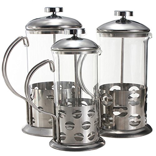 "350ml Stainless Steel Glass Teapot Cafetiere French Coffee Tea Filter Press Plunger" shopping