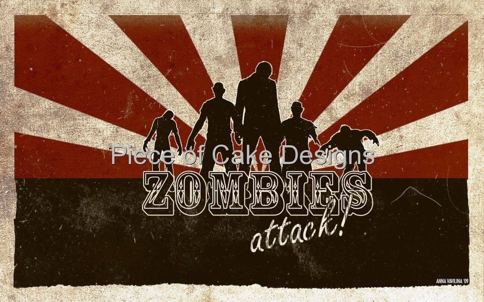 1/4 Sheet ~ Zombies Attack Birthday ~ Edible Image Cake/Cupcake Topper!!!