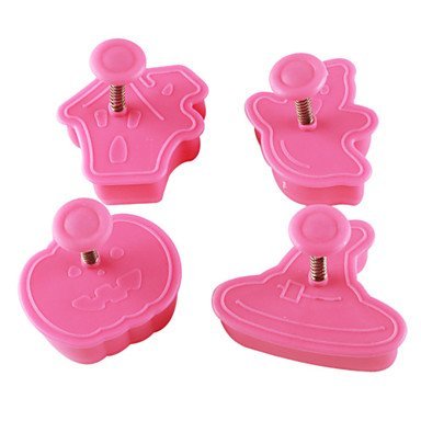 Sher Halloween Pattern Cake and Cookie Cutter Mold with Plunger (4 Pieces) N2