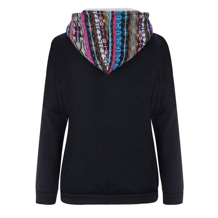Women's Sweater,Laimeng Long Sleeve Plus Velvet Thickened Hooded Sweater Top Blouse (S, Black) N3