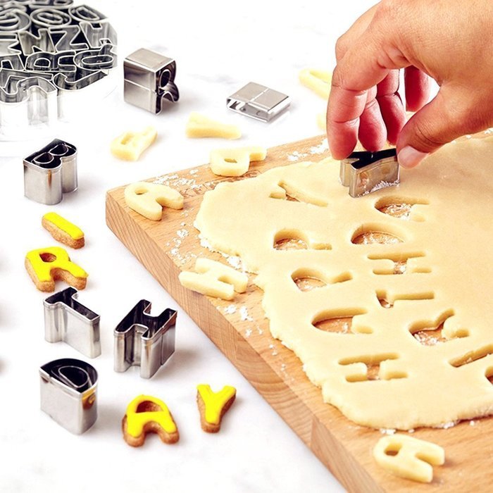 Aocor 26Pcs Mini Shaped Size Stainless Steel A-Z Alphabet Letters Biscuit Cookies Fondant Cutters Molds Backing... N3