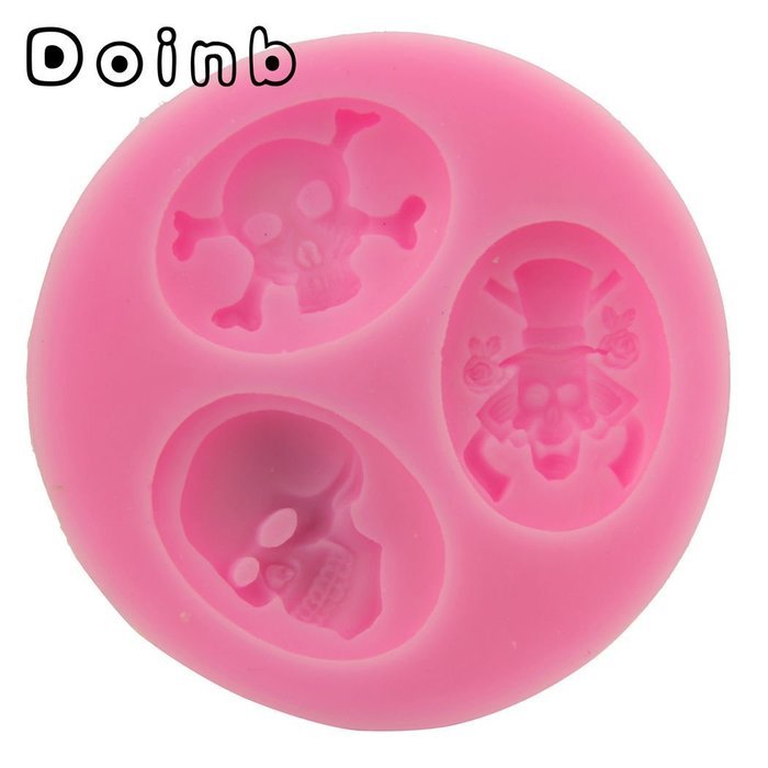 Doinb 7pcs/Set Halloween Skull Witch Candy Cake Pastry Fondant Silicone Molds GJM-9100