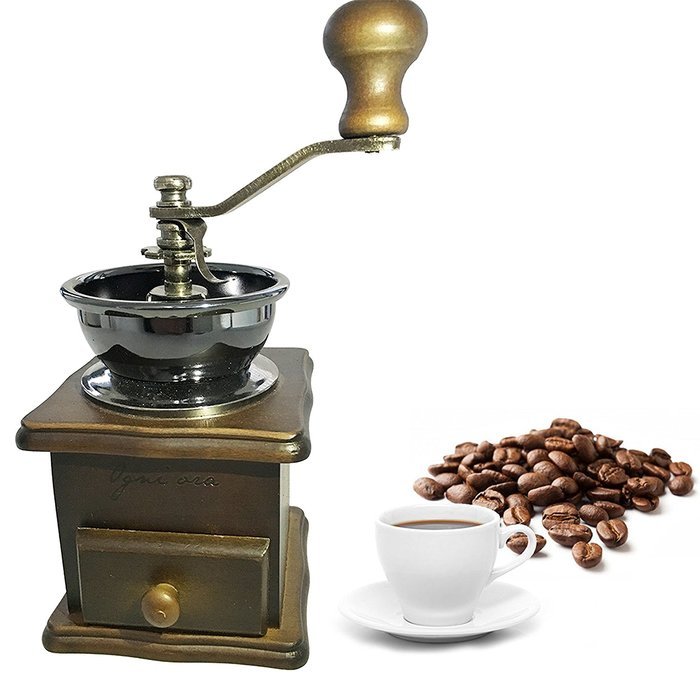 Premium Adorable Manual Hand Coffee Bean Grinder of Solid Beech Wood Body and Heavy Duty Steel Adjustable for... N6