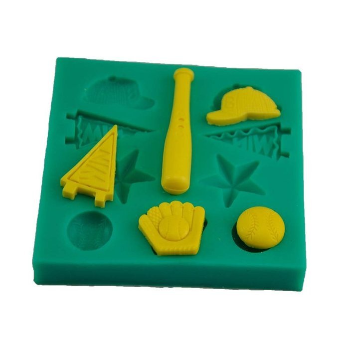 TANGCHU Fondant Decorating Mould Cake Decorating Clay Baseball Set Shape 3.03*3.15*0.43inch Green N2