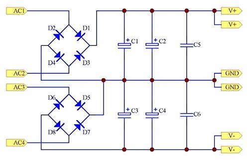Electronics-Salon 10PCS Dual Bridge Dual Polarity Unregulated Power Supply PCB. N4