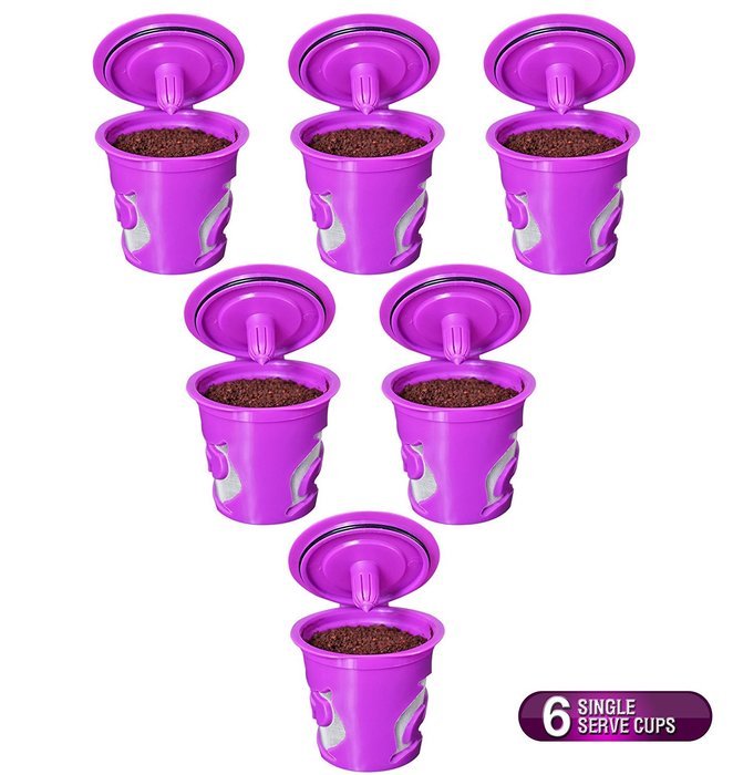 FROZ-CUP 2.0 - 6 Refillable/Reusable K Cups for Keurig 2.0 - K200, K300, K400, K500 Series and all 1.0 Brewers... N2