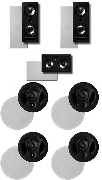 Polk Surround System: Pair of 265rt, One 255crt In-wall Front, 2pairs 70rt (Bundle of 7 Speakers) In-ceiling Rear