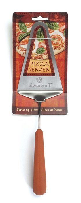 Pizzacraft PC0205 3.75" x 6" Wedge Shaped Stainless Steel Pizza/Pie Slice Server with Soft Grip Handle N8