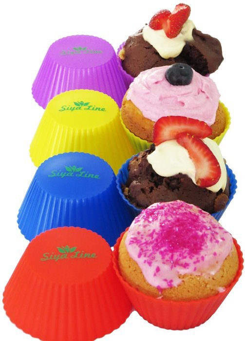 Silicone Baking Cups Reusable Cupcake Muffin Liners, Soap Molds.by siya line