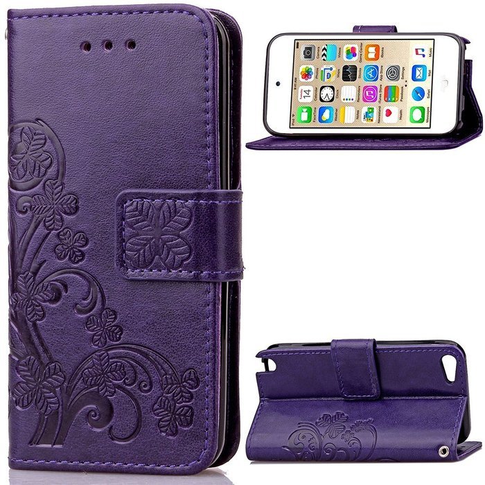 iPod touch 6 Case,iPod touch 5 Case,PHEZEN Beauty Luxury Bling Rhinestone Diamond Embossed Flower Butterfly PU... N14