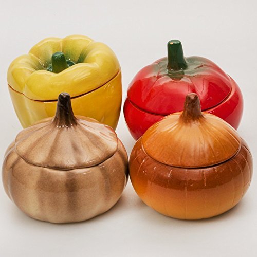 Set of 4 Stoneware Ramekins 'Happy Family' N4