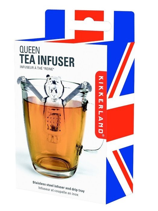 Kikkerland Fish Tea Infuser and Drip Tray, Silver N3