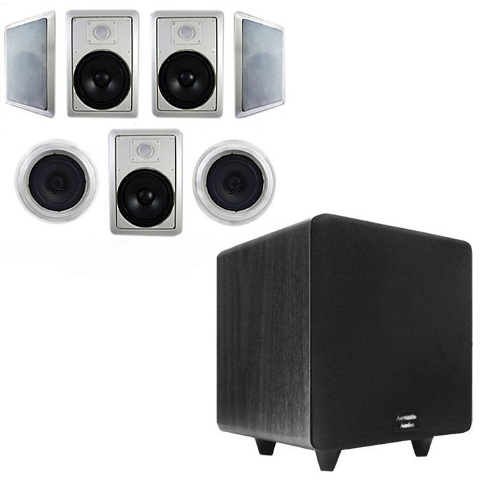 Acoustic Audio HT-87 In-Wall/Ceiling 7.1 Home Theater 8" Speakers and 10" Powered Sub HT-87-CS10B