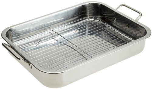 Stainless Steel Heavy Duty 16" Lasagna / Roasting Pan with Rack