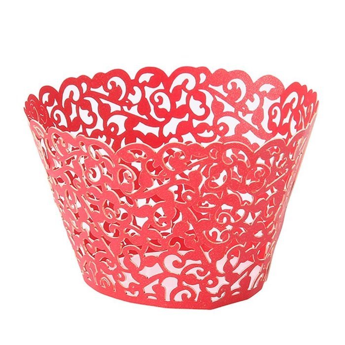 VWH Red Hollow Style Baking Cups Purefly Cupcake Liners Muffin Cake Molds Sets 50pcs