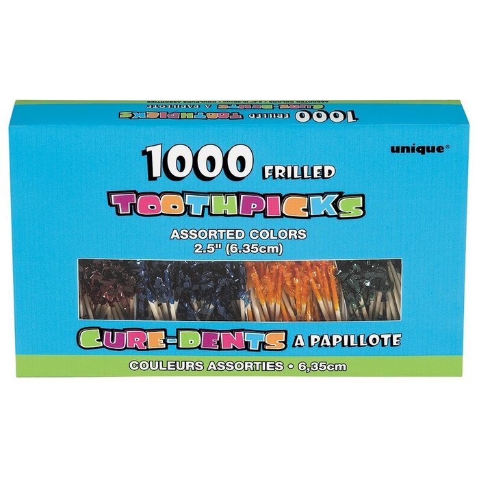 Frilly Cocktail Toothpicks, Assorted 1000ct N6