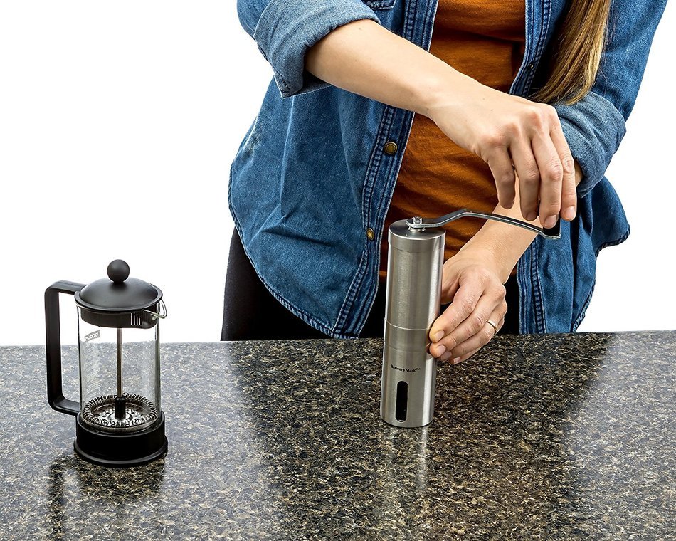 Brewer's Mark Burr Manual Coffee Grinder for Richer Aroma and Flavor than Electric Coffee Bean Mills