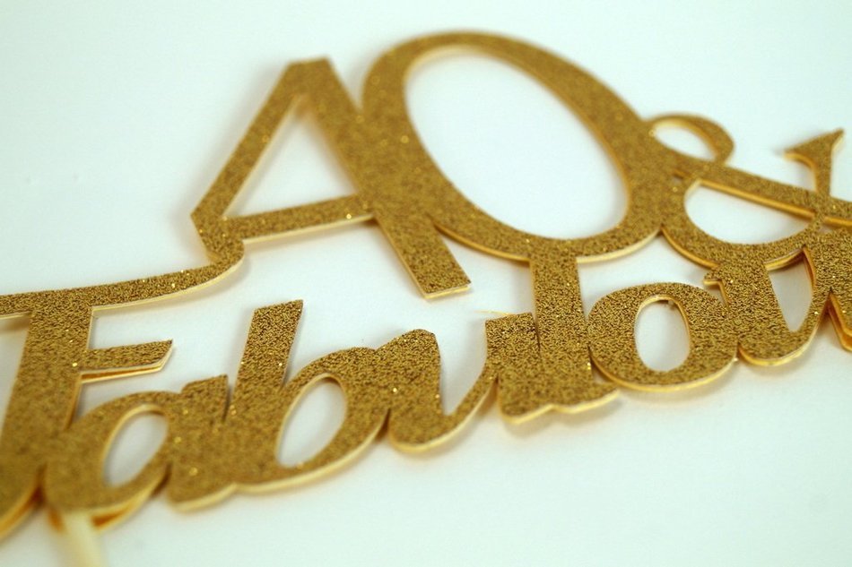 All About Details Gold 40-&-fabulous Cake Topper N2
