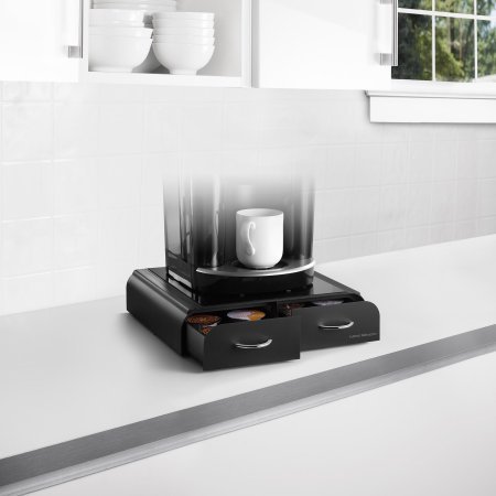 Mind Reader Vue/Tassimo/Vertuoline Black Coffee Pod Double-Drawer Dispenser