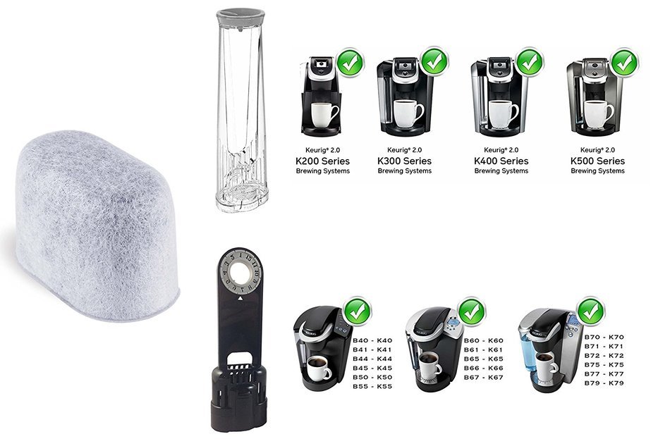 Keurig 2.0 Charcoal Filters Deluxe 6 Pack+ Fits models: K200-K225-K250-K260-K275 - by BREWSLANG - Comes in Retail... N5
