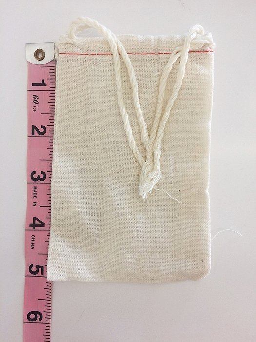 Small Cotton Muslin Cloth Double Drawstring Bag 3x5 inch 25 count N4