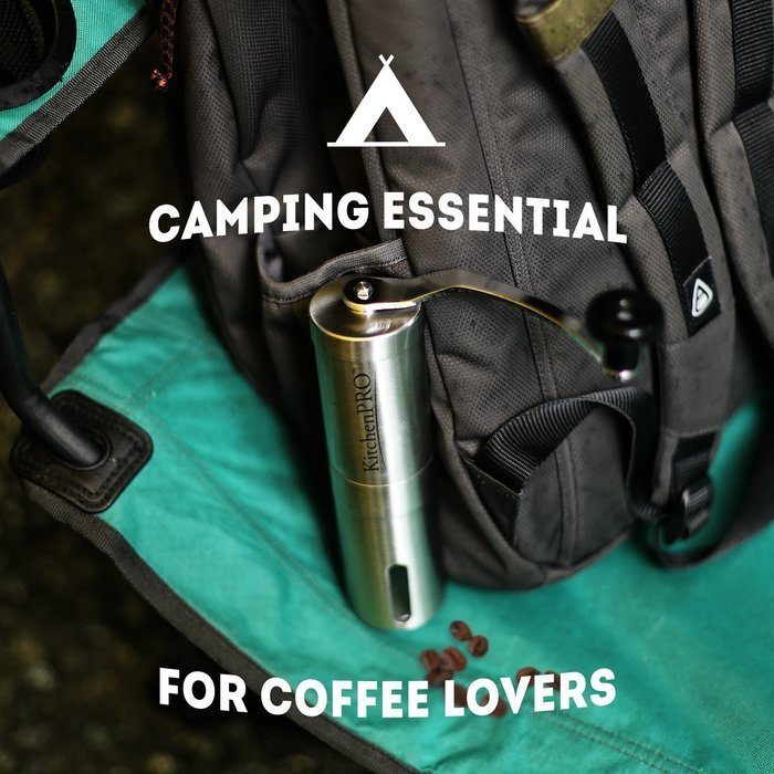 KitchenPRO Portable Premium Stainless Steel Manual Conical Burr Portable Coffee Grinder, Aeropress Compatible N6