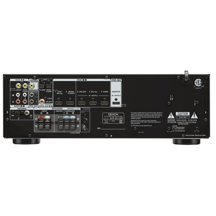 Denon AVR-S510BT 5.2 Channel Full 4K Ultra HD AV Receiver With Bluetooth and Klipsch R-14M Reference Monitor Speakers... N7