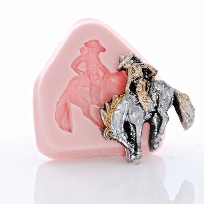 Cowboy Bronc Rider Silicone Mold Chocolate, Fondant Food Safe Mold Resin, Polymer Clay Flexible Craft Mold. N3