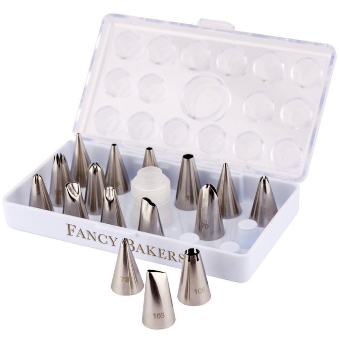 Professional 17-Piece Cake Decorating Tip Set By FancyBakers - Kit Includes 16 Of The Most Popular Stainless Steel... N4
