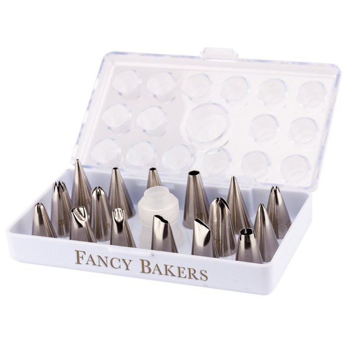 Professional 17-Piece Cake Decorating Tip Set By FancyBakers - Kit Includes 16 Of The Most Popular Stainless Steel... N9