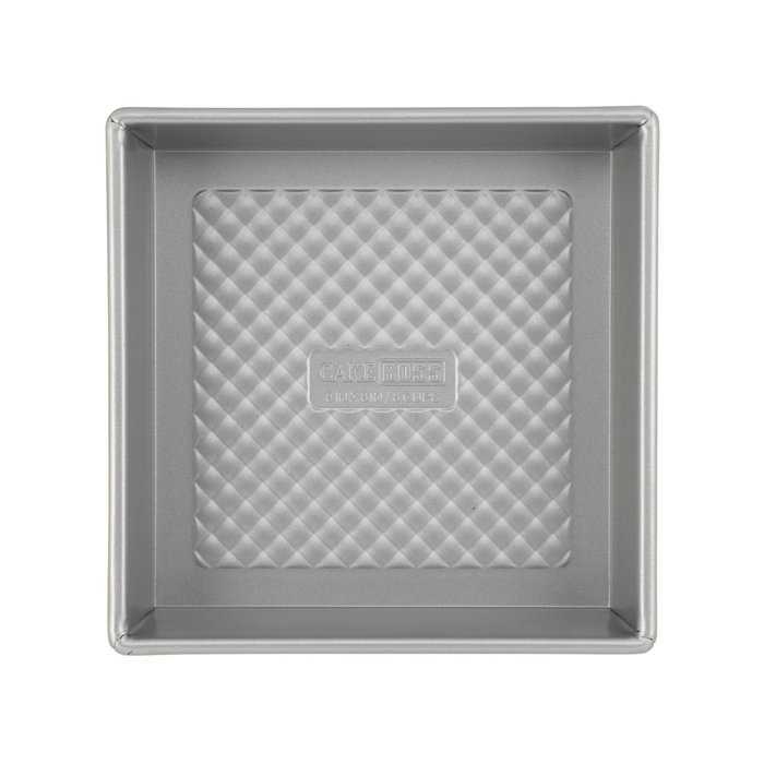 Durable, Folded Aluminized Steel 8-Inch Square Cake Pan, Nonstick, Silver