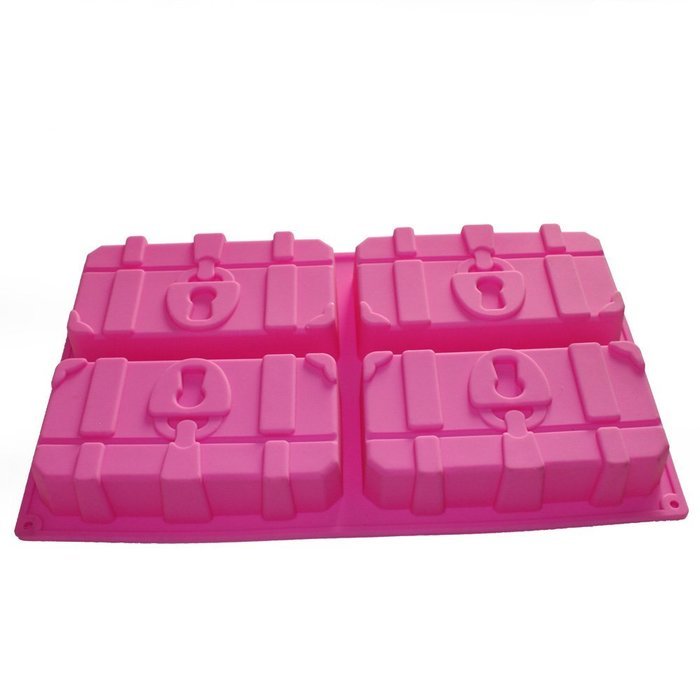 X-Haibei 4-cavity Treasure Chest Suitcase Cake Muffin Soap Ice Creams Silicone Mould