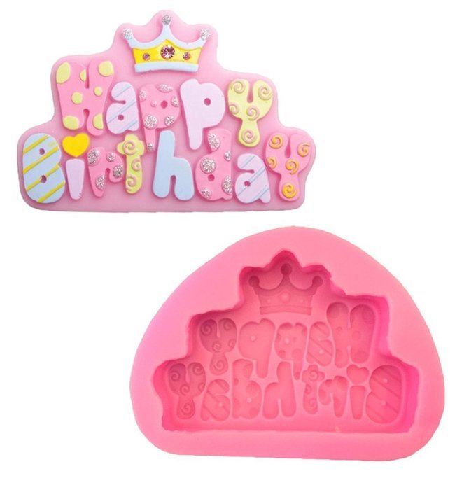 Beauty Clubs Happy Birthday Alphabet Silicone Mold for Cake Pop Mold Chocolate Mold Fondant Tool (2#)