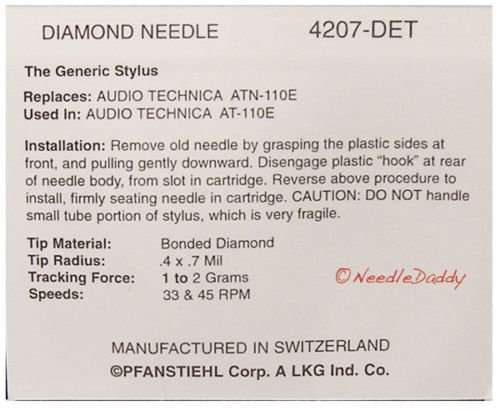 4207-DET STEREO RECORD NEEDLE STYLUS for Technica ATN110E AT-110E ATN105 AT105 N2