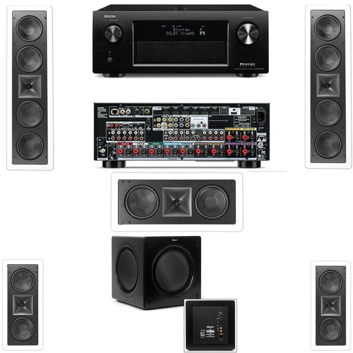 Klipsch KL-6504-THX(2 Speaker) In-Wall 5.1-SW-310 Denon AVR-X4000 IN-Command 7.2- White