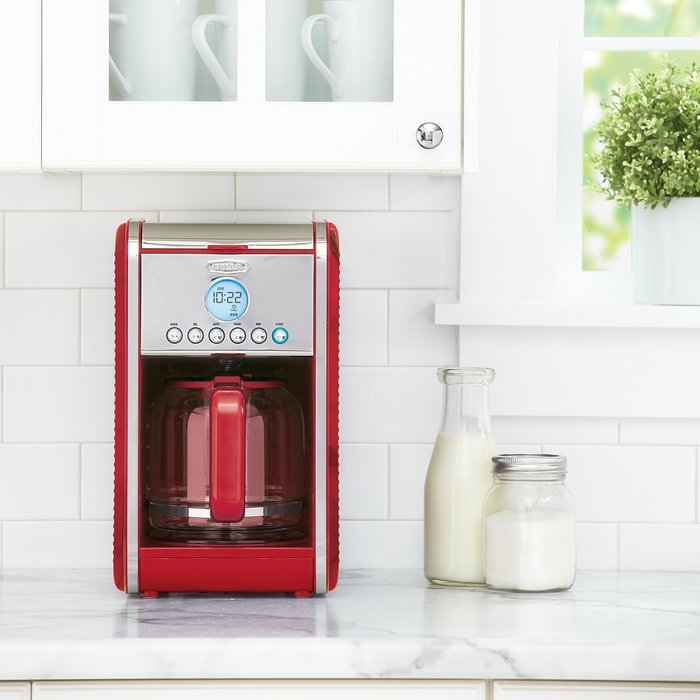 BELLA LINEA Collection 12 Cup Programmable Coffee Maker, Color Red 14108