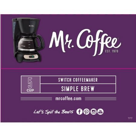 Mr. Coffee 5-Cup Coffeemaker With Removable Filter Basket N3