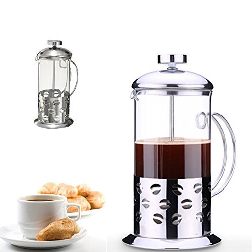 "350ml Stainless Steel Glass Teapot Cafetiere French Coffee Tea Filter Press Plunger" shopping N4