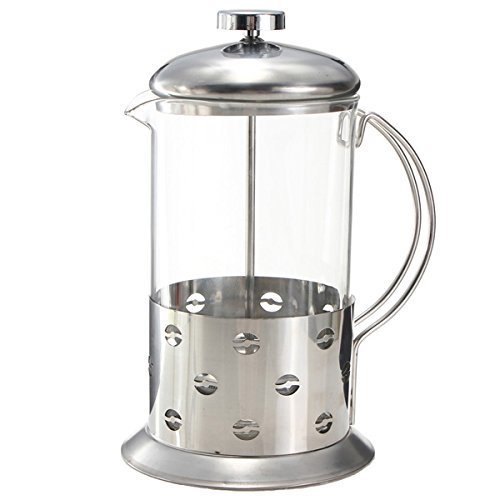 "350ml Stainless Steel Glass Teapot Cafetiere French Coffee Tea Filter Press Plunger" shopping N5