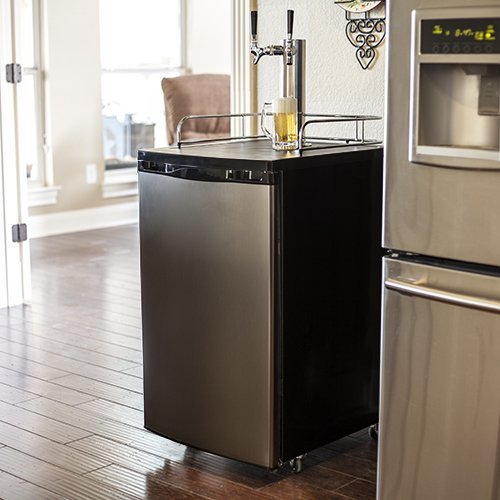 Edgestar Ultra Low Temp Home Brew Dual Tap Kegerator with Kegs - Black and Stainless Steel