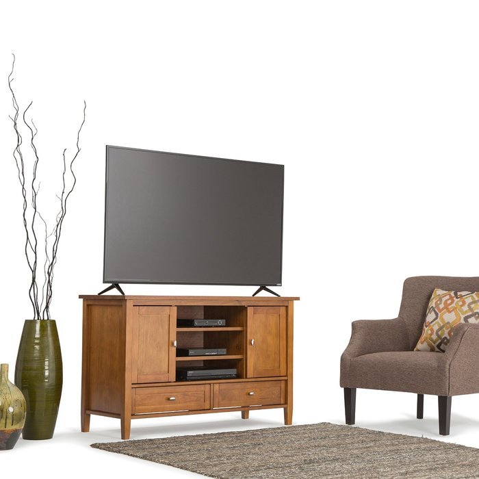 Simpli Home Warm Shaker TV Media Stand for TVs up to 52", Honey Brown N7