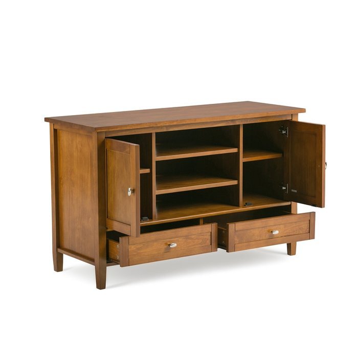 Simpli Home Warm Shaker TV Media Stand for TVs up to 52", Honey Brown N8