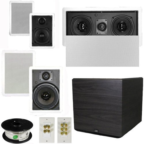 Theater Solutions 5.1 Home Theater 4 Speaker Set with Center, 15" Powered Sub and More TS5W6WL51SET8