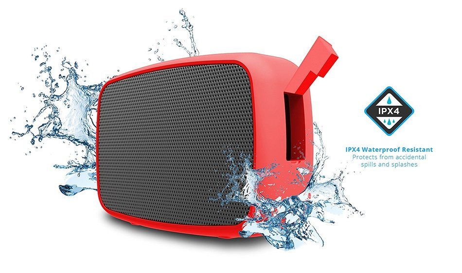 Ematic ESQ206RD RuggedLife Water Resistant Bluetooth Speaker with Speakerphone for iPhone, iPad, iPod, Android... N3