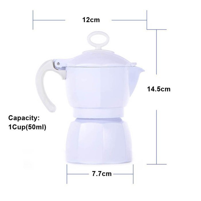 Michelle Queen 1 Cup (50ml) Stovetop Espresso Moka Pot Silver N12