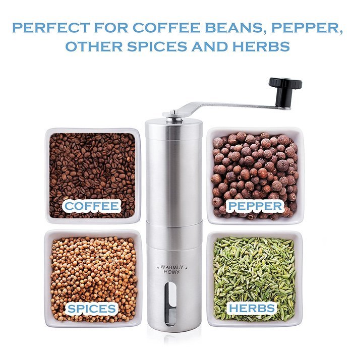 Warmly Homy Stainless Steel Manual Coffee Grinder with EBook N6