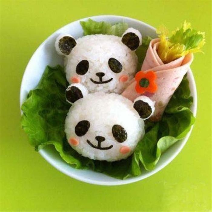 Funny Panda Shape Sushi Maker Rice Ball Onigiri Mold Mould + Nori Punch ...