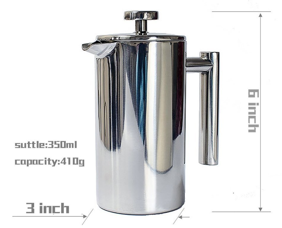 DGQ Double Wall Stainless Steel French Coffee Press, 350ML N5