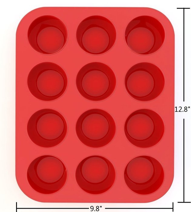 Silicone 12-Cup Muffin Pan, Red by GiftKoncepts N2