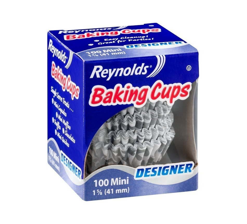 Reynolds Mini Disposable Baking Cups - Designer Gray & White (Pack of 100)